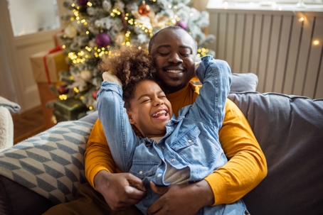 Father and daughter spending Christmas together