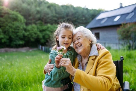 granddaughter spending time with grandmother